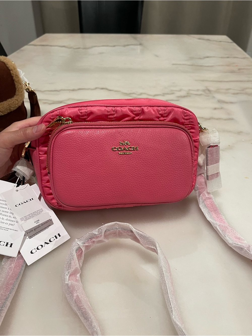 Coach Hot Pink Nylon and Leather Crossbody Bag